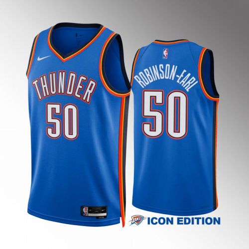 Oklahoma City Thunder 2022-23 Jeremiah Robinson-Earl 50 Icon Edition Blue Men Jersey Swingman