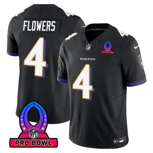 Zay Flowers 4 Baltimore Ravens 2024 Pro Bowl Patch Game Men Jersey - Black