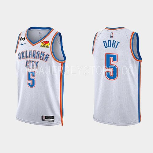 Oklahoma City Thunder Luguentz Dort 5 2022-23 Association Edition White Men Jersey Swingman