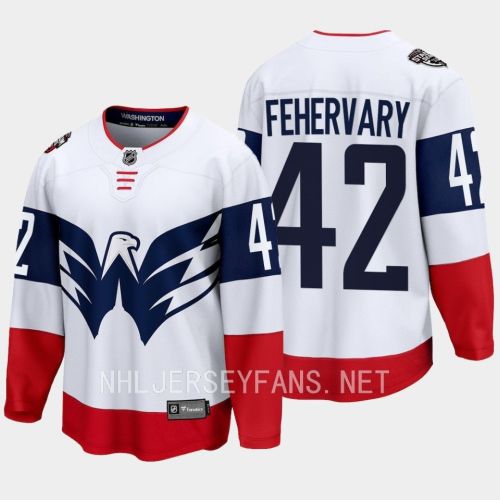 Martin Fehervary 42 Washington Capitals 2023 Jersey Stadium White Primegreen