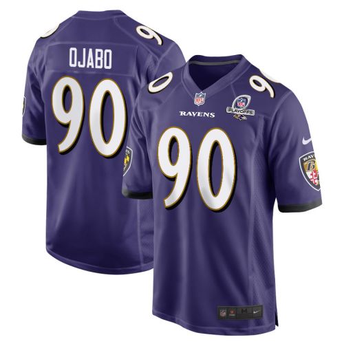 David Ojabo 90 Baltimore Ravens 2023 Playoffs Patch Game Men Jersey - Purple