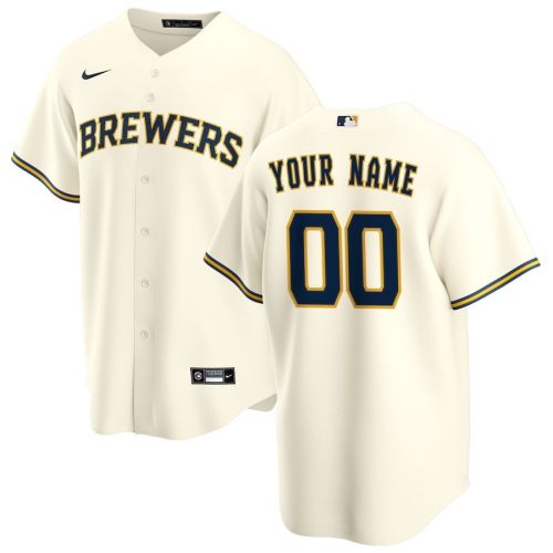 Milwaukee Brewers Home Custom Men Jersey - Cream