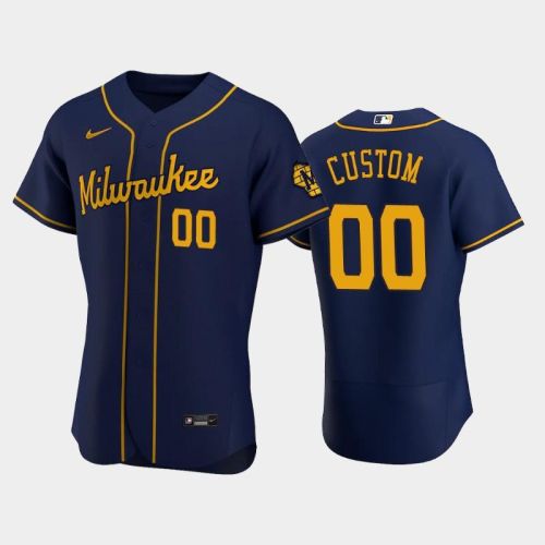 Milwaukee Brewers 00 Custom Alternate Team Navy Jersey Jersey