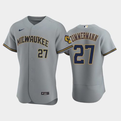 Milwaukee Brewers 27 Jordan Zimmermann Road Team Gray Jersey Jersey