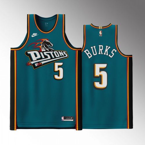 Alec Burks 5 2022-23 Detroit Pistons Teal Classic Edition Jersey