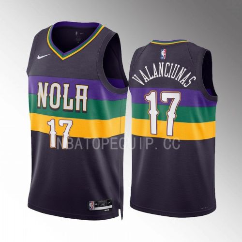 Jonas Valanciunas 17 New Orleans Pelicans Purple Jersey 2022-23 City Edition Swingman