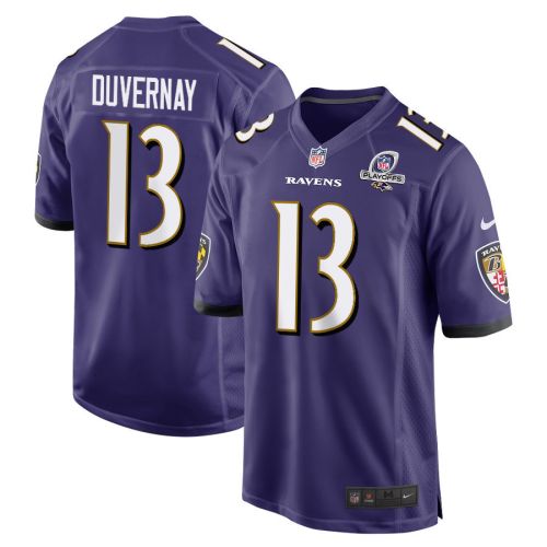 Devin Duvernay 13 Baltimore Ravens 2023 Playoffs Patch Game Men Jersey - Purple