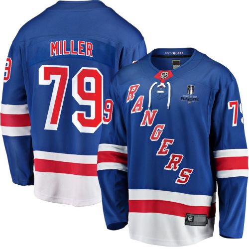 K'Andre Miller 79 New York Rangers Stanley Cup 2023 Playoffs Patch Home Breakaway Men Jersey - Blue