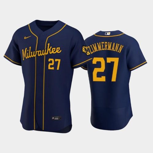 Milwaukee Brewers 27 Jordan Zimmermann Alternate Team Navy Jersey Jersey