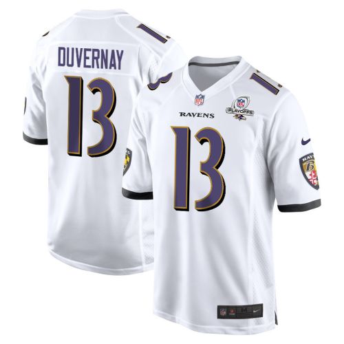 Devin Duvernay 13 Baltimore Ravens 2023 Playoffs Patch Game Men Jersey - White