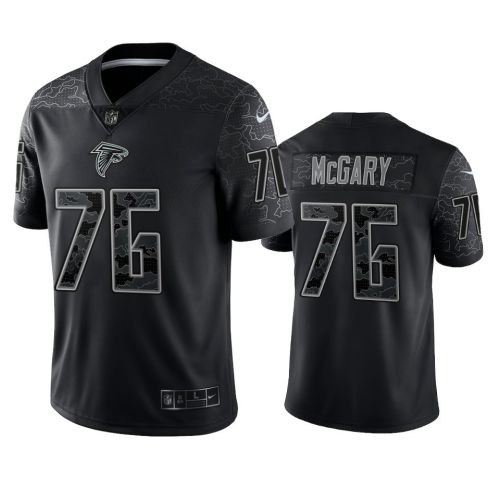 Kaleb McGary 76 Atlanta Falcons Black Reflective Limited Jersey - Men