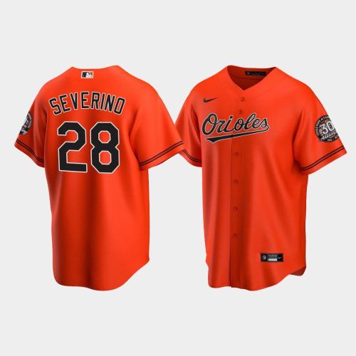 Men's Baltimore Orioles Pedro Severino 28 Alternate Team Orange Jersey Jersey