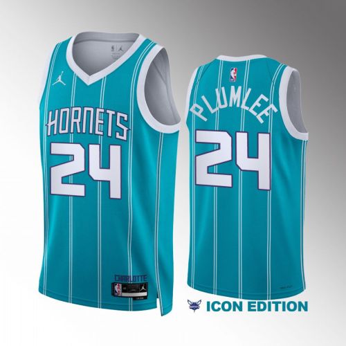 Mason Plumlee 24 Charlotte Hornets Teal Men Jersey 2022-23 Icon Edition Swingman