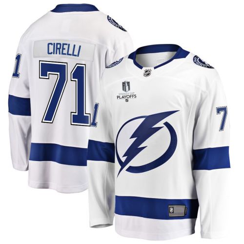 Anthony Cirelli 71 Tampa Bay Lightning Stanley Cup 2023 Playoffs Patch Away Breakaway Men Jersey - White