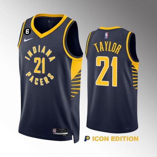 Terry Taylor 21 Indiana Pacers Navy Icon Edition 2022-23 Men Jersey Swingman