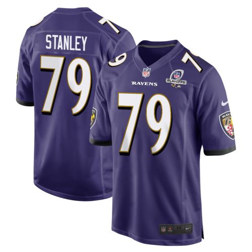 Ronnie Stanley 79 Baltimore Ravens 2023 Playoffs Patch Game Men Jersey - Purple