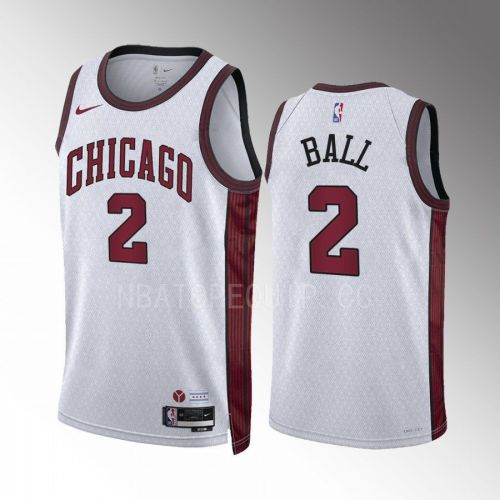 Chicago Bulls Lonzo Ball 2 2022-23 City Edition White Jersey Swingman