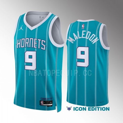 Charlotte Hornets Theo Maledon 9 2022-23 Icon Edition Teal Men Jersey Swingman