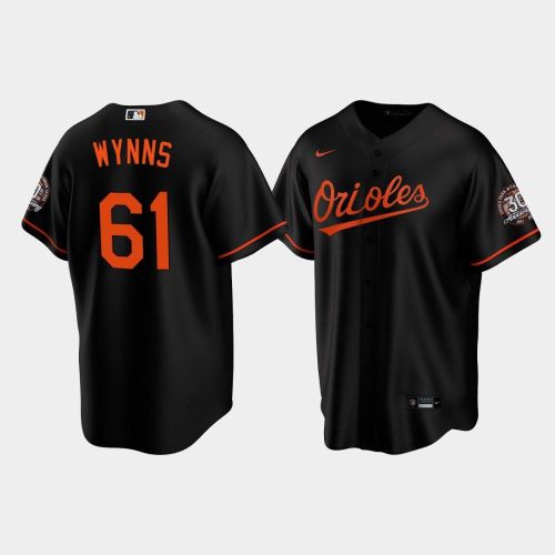 Men's Baltimore Orioles Austin Wynns 61 Alternate Black Jersey Jersey