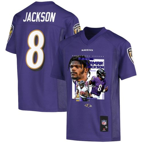 Lamar Jackson 8 Baltimore Ravens Cobra Jackson Game YOUTH Jersey - Purple