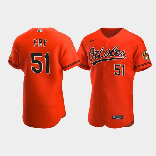 Paul Fry 51 Baltimore Orioles Orange Alternate Jersey Jersey