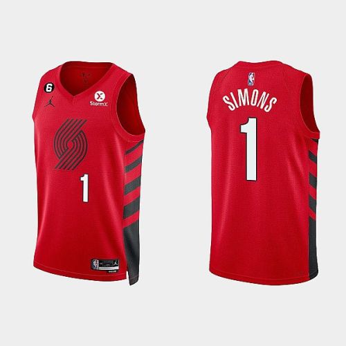 Portland Trail Blazers 1 Anfernee Simons 2022-23 Statement Edition Red Men Jersey