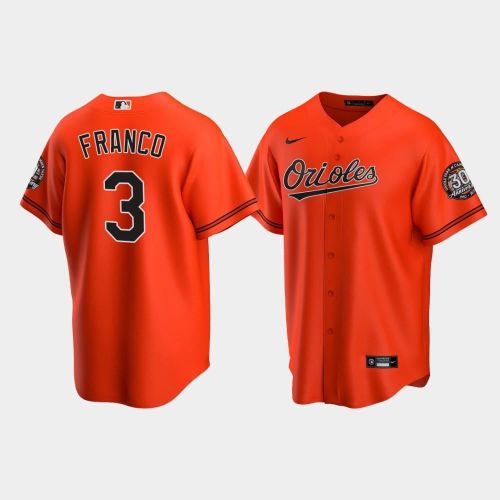 Men's Baltimore Orioles Maikel Franco 3 Alternate Team Orange Jersey Jersey