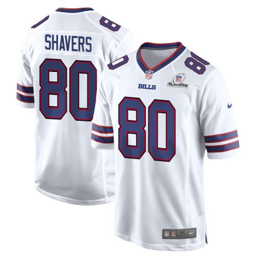 Tyrell Shavers 80 Buffalo Bills 2023 Playoffs Patch Game Men Jersey - White