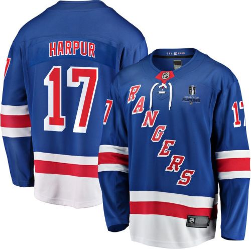 Ben Harpur 17 New York Rangers Stanley Cup 2023 Playoffs Patch Home Breakaway Men Jersey - Blue