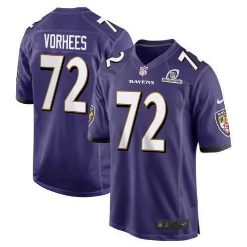 Andrew Vorhees 72 Baltimore Ravens 2024 Divisional Patch Game Men Jersey - Purple