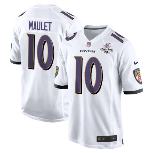 Arthur Maulet 10 Baltimore Ravens 2023 Playoffs Patch Game Men Jersey - White