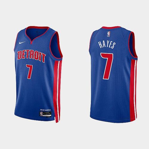 Detroit Pistons 7 Killian Hayes 2022-23 Icon Edition Royal Men Jersey