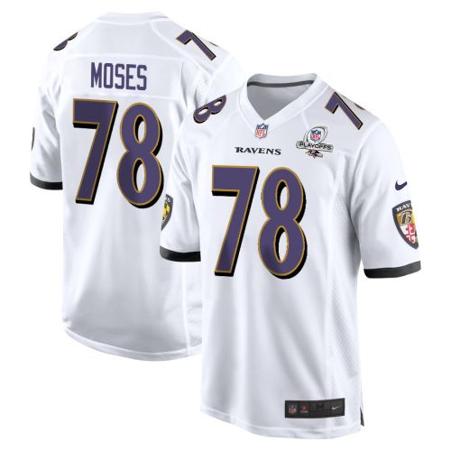 Morgan Moses 78 Baltimore Ravens 2023 Playoffs Patch Game Men Jersey - White