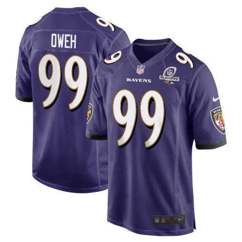 Odafe Oweh 99 Baltimore Ravens 2023 Playoffs Patch Game Men Jersey - Purple