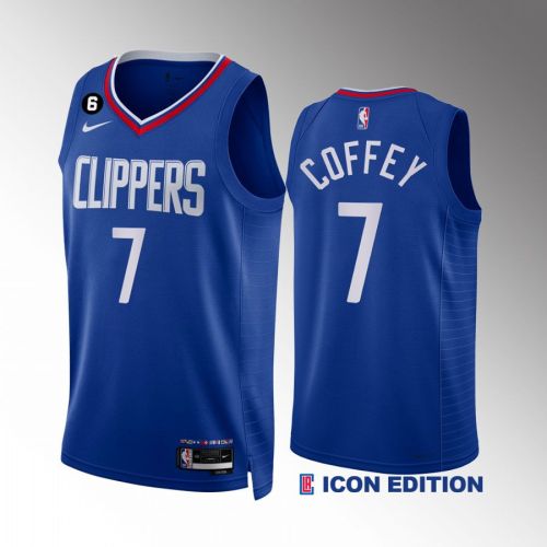 Amir Coffey 7 LA Clippers Royal 2022-23 Icon Edition Jersey NO.6 Patch