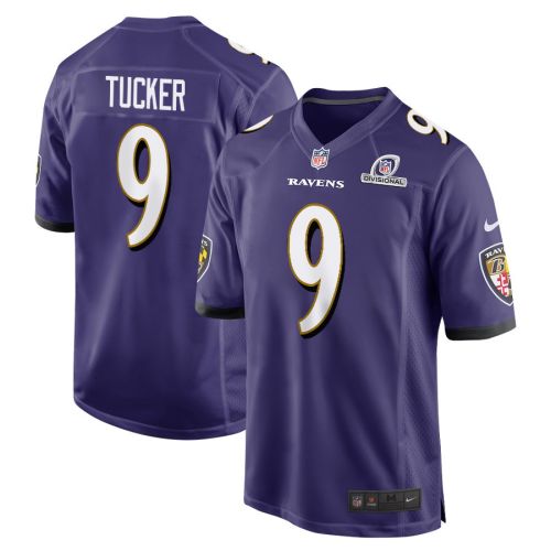 Justin Tucker 9 Baltimore Ravens 2024 Divisional Patch Game Men Jersey - Purple