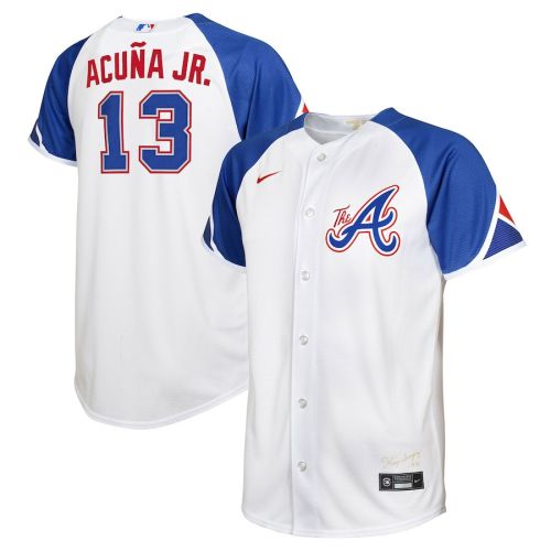 Ronald Acuña Jr. 13 Atlanta Braves 2023 City Connect Youth Jersey - White