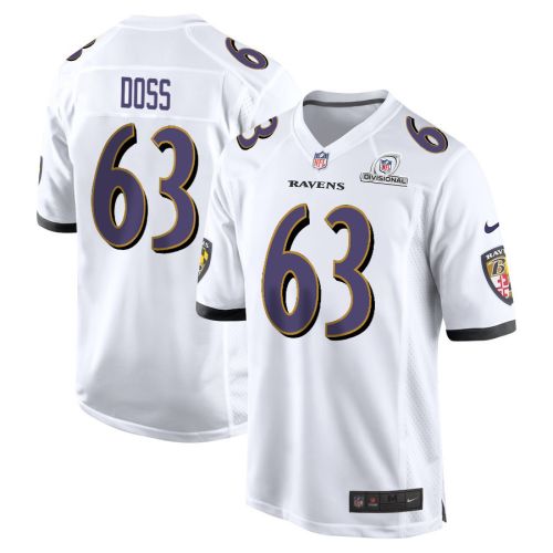 TyKeem Doss 63 Baltimore Ravens 2024 Divisional Patch Game Men Jersey - White