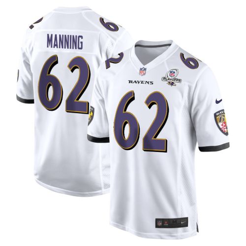 Tashawn Manning 62 Baltimore Ravens 2023 Playoffs Patch Game Men Jersey - White