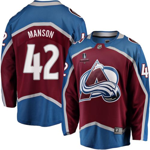 Josh Manson 42 Colorado Avalanche Stanley Cup 2023 Playoffs Patch Home Breakaway Men Jersey - Burgundy