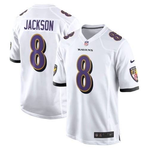 Lamar Jackson 8 Baltimore Ravens Game Jersey - White