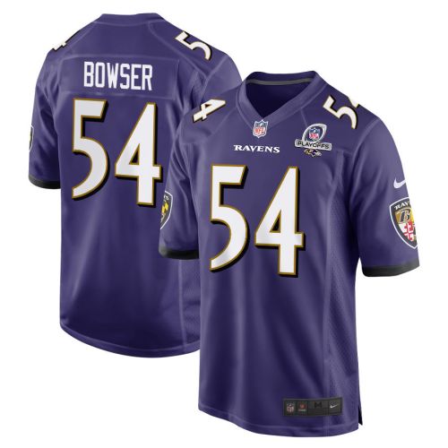 Tyus Bowser 54 Baltimore Ravens 2023 Playoffs Patch Game Men Jersey - Purple