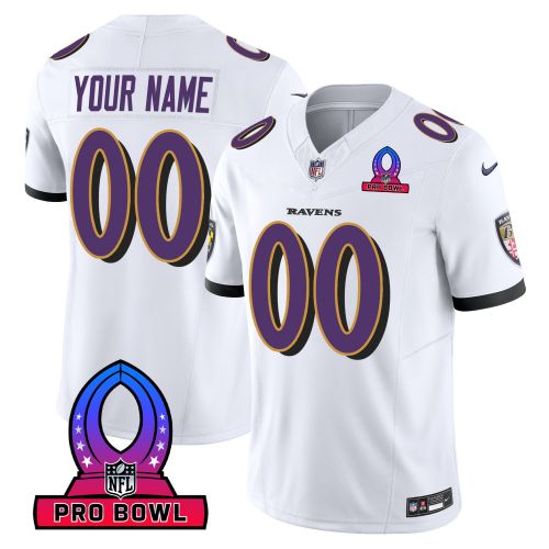 Baltimore Ravens 2024 Pro Bowl Patch Game Custom Men Jersey - White