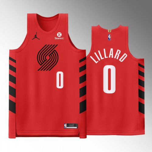 Portland Trail Blazers 0 Damian Lillard Red Jersey 2022-23 Statement Edition