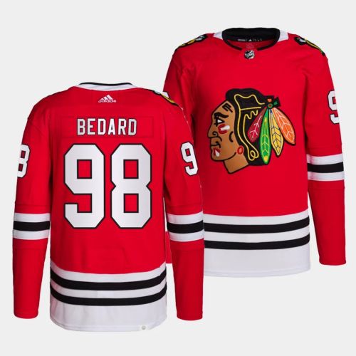 Connor Bedard #98 Chicago Blackhawks 2023 NHL Draft Home Men Jersey - Red