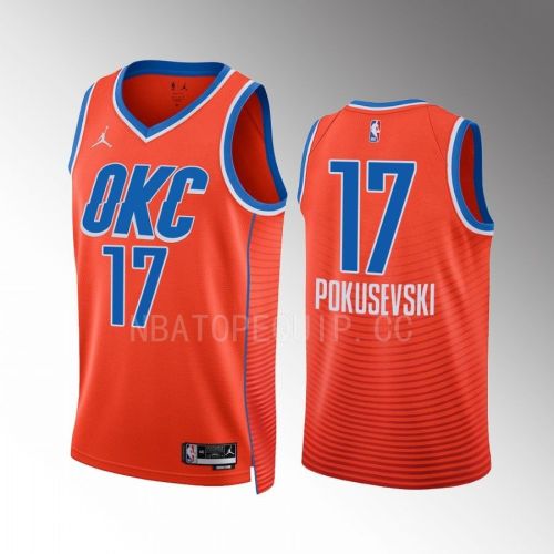 Aleksej Pokusevski 17 Oklahoma City Thunder Orange Men Jersey 2022-23 Statement Edition Swingman