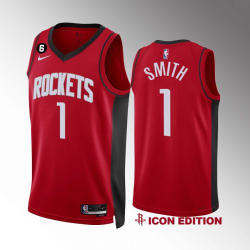 Houston Rockets Jabari Smith 1 2022-23 Icon Edition Red Jersey NO.6 Patch