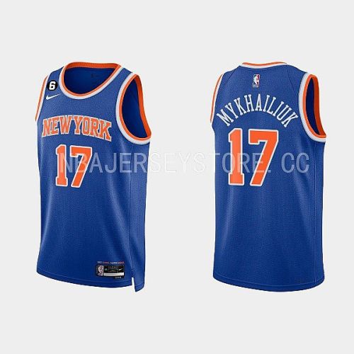 New York Knicks 17 Sviatoslav Mykhailiuk 2022-23 Icon Edition Royal Men Jersey