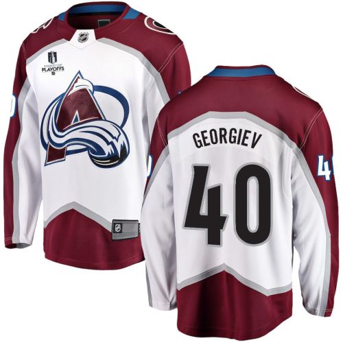 Alexandar Georgiev 40 Colorado Avalanche Stanley Cup 2023 Playoffs Patch Away Breakaway Men Jersey - White