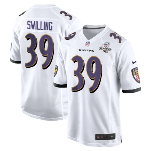 Tre Swilling 39 Baltimore Ravens 2023 Playoffs Patch Game Men Jersey - White